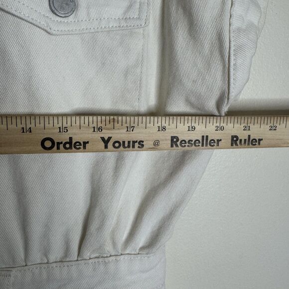 BLANKNYC Romper Womens Medium Off White Denim Short Sleeve Button Front Pockets - Picture 6 of 10